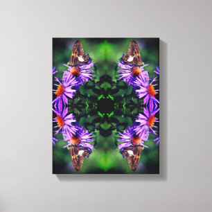 Painted Lady Butterfly On Aster Flower Abstract   Canvas Print