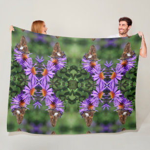 Painted Lady Butterfly On Aster Flower Abstract   Fleece Blanket
