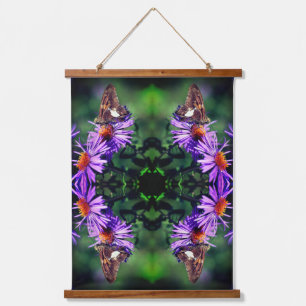 Painted Lady Butterfly On Aster Flower Abstract   Hanging Tapestry