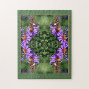 Painted Lady Butterfly On Aster Flower Abstract   Jigsaw Puzzle