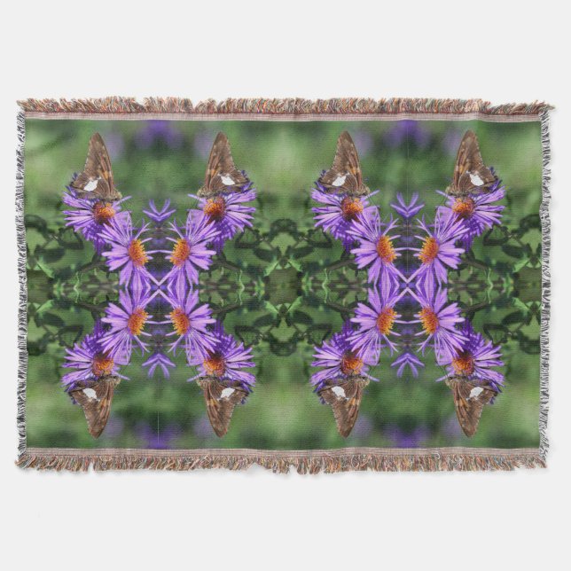 Painted Lady Butterfly On Aster Flower Abstract   Throw Blanket (Front)