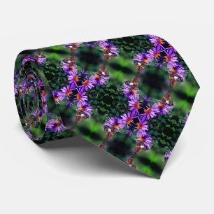 Painted Lady Butterfly On Aster Flower Abstract   Tie