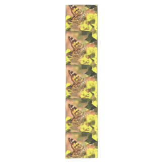 Painted Lady Butterfly on Myrtle Spurge Short Table Runner