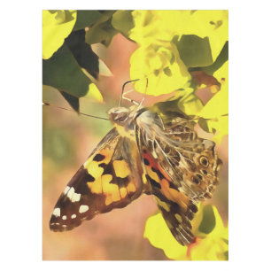 Painted Lady Butterfly on Myrtle Spurge  Tablecloth
