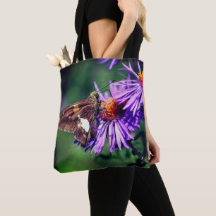 Painted Lady Butterfly On Wild Aster Flower Tote Bag