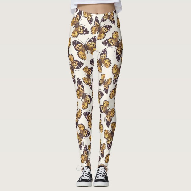 Painted lady butterfly pattern leggings (Front)