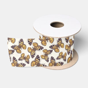 Painted lady butterfly pattern satin ribbon
