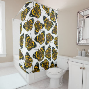 Painted lady butterfly pattern shower curtain