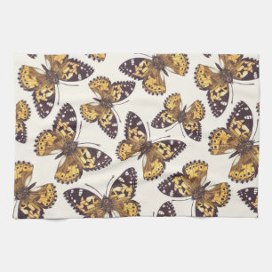 Painted lady butterfly pattern tea towel