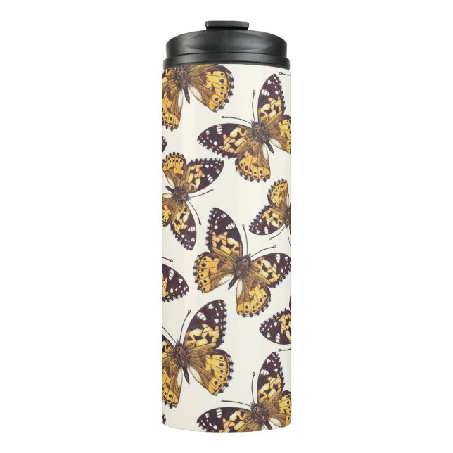 Painted lady butterfly pattern thermal tumbler (Front)