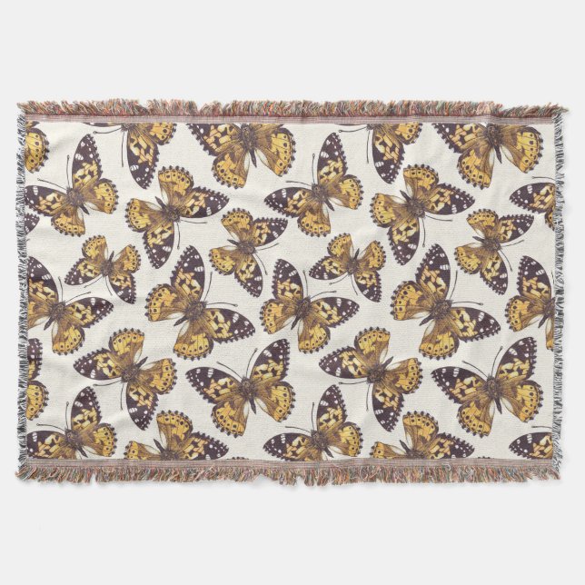 Painted lady butterfly pattern throw blanket (Front)