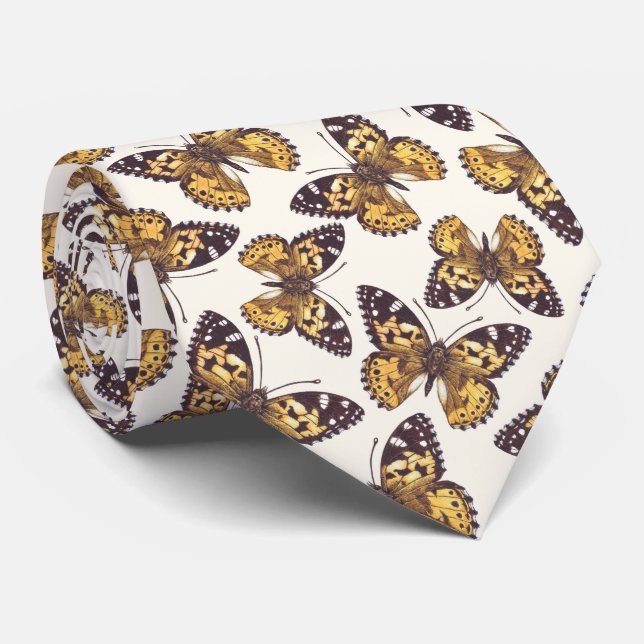 Painted lady butterfly pattern tie (Rolled)