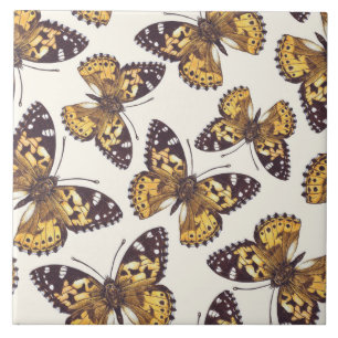 Painted lady butterfly pattern tile
