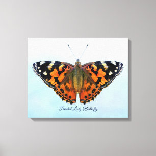 Painted Lady Butterfly Watercolor Painting Canvas Print