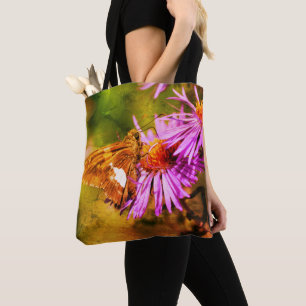 Painted Lady Butterfly Wild Aster Flower Art Tote Bag