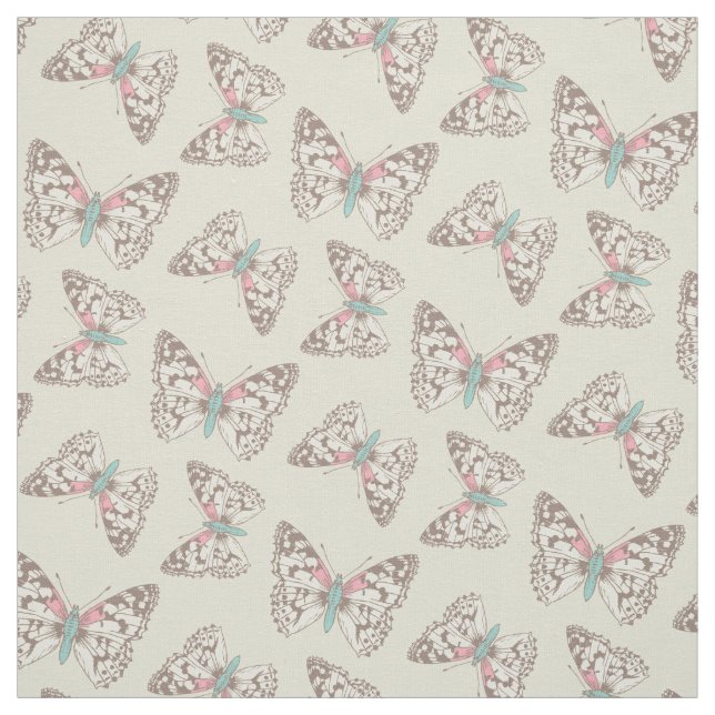 Painted lady inked art butterflies fabric (Swatch)