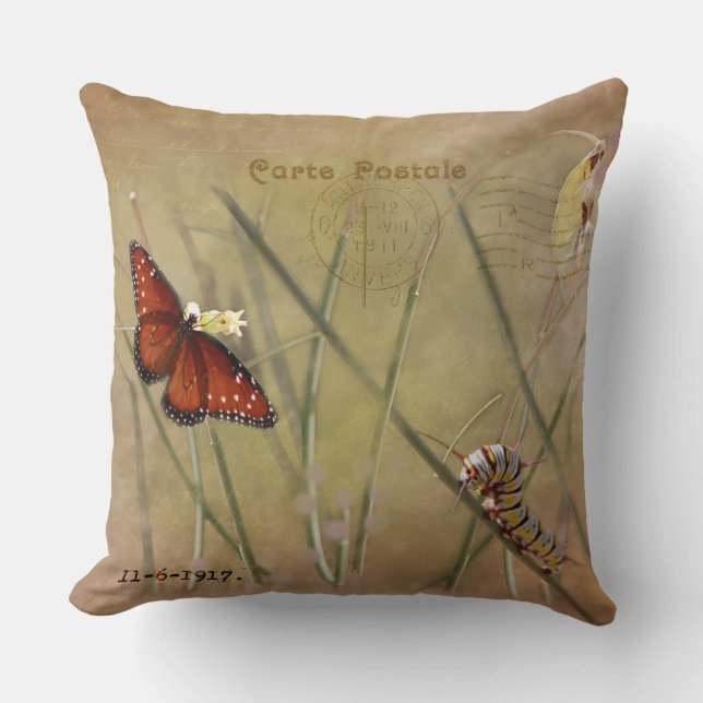 Painted Lady Mixed Media  Cushion (Front)