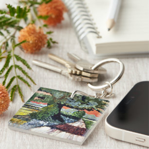 Painted Landscape Square Double-Sided Keychain