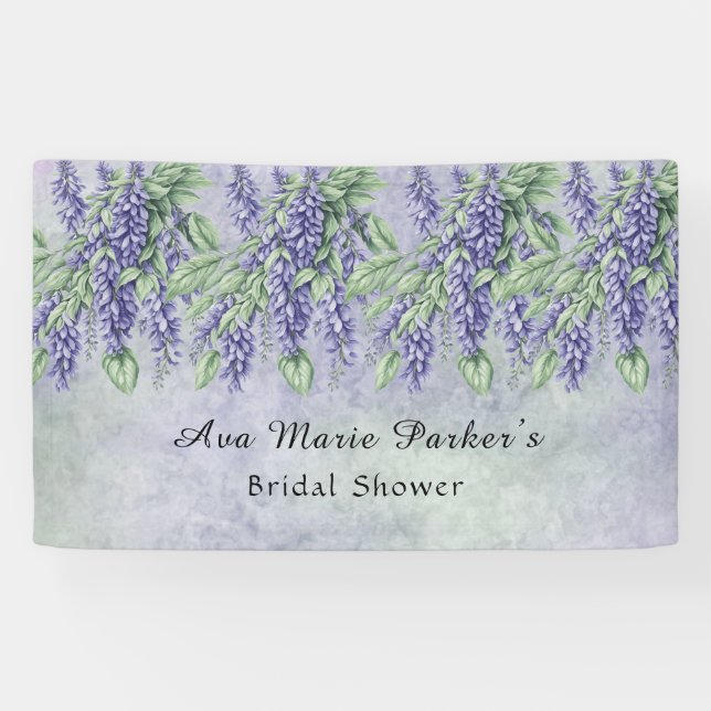 Painted Lavender Wisteria Bridal Shower Banner (Horizontal)