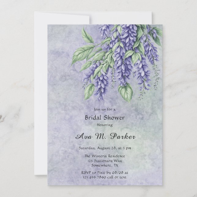 Painted Lavender Wisteria Bridal Shower Invitation (Front)