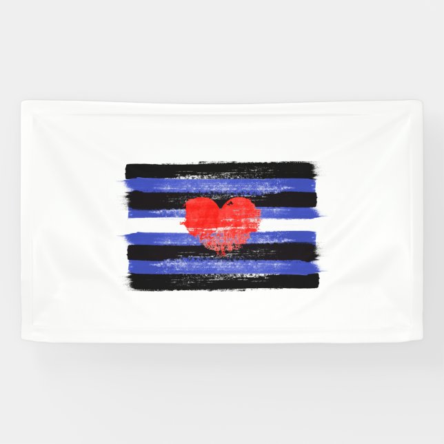 PAINTED LEATHER PRIDE FLAG and SYMBOL Banner (Horizontal)