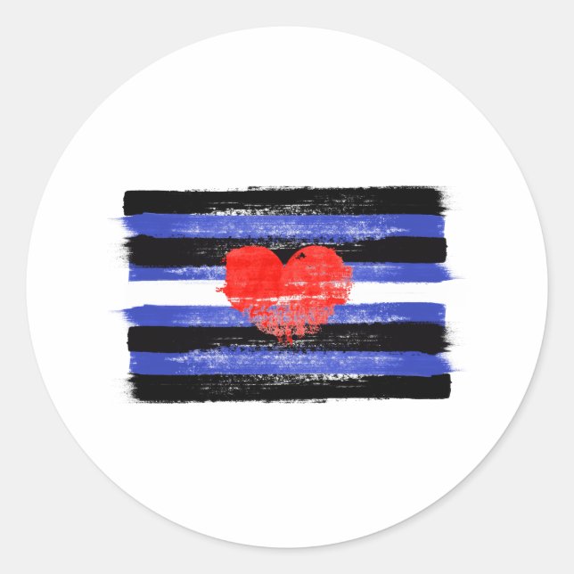 PAINTED LEATHER PRIDE FLAG and SYMBOL Classic Round Sticker (Front)