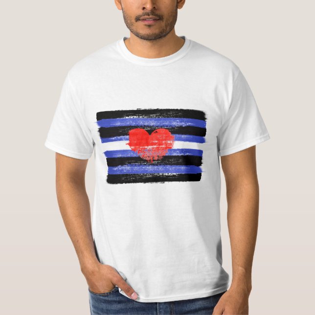 PAINTED LEATHER PRIDE FLAG and SYMBOL T-Shirt (Front)