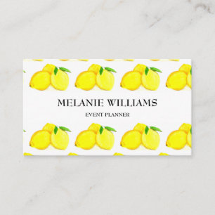 Painted Lemons Yellow Fruit Pattern Watercolor Business Card