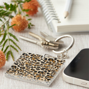 Painted Leopard Key Ring