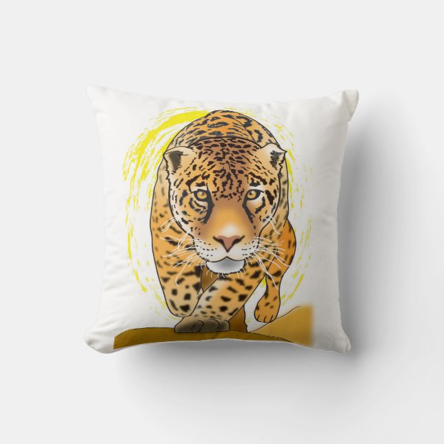 painted leopard or jaguar cushion (Front)