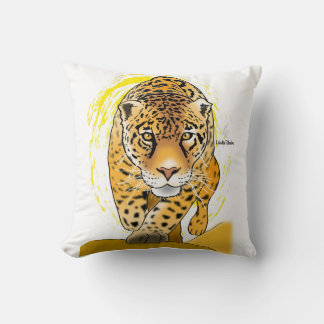 painted leopard or jaguar cushion