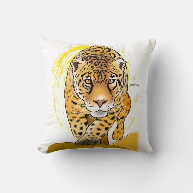 painted leopard or jaguar cushion (Front)