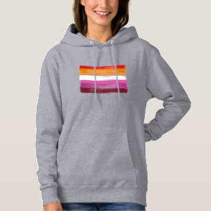 PAINTED LESBIAN PRIDE FLAG SUNSET STRIPES HOODIE
