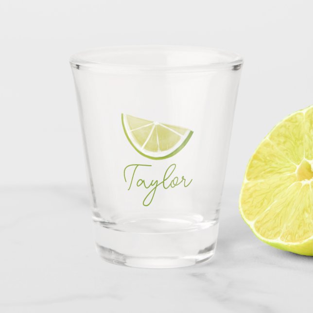 Painted Lime | Name Script Shot glass (Front)