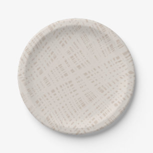 Painted Linen Neutral Beige Burlap Pattern Paper Plate