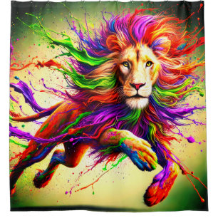 Painted Lion Art Shower Curtain