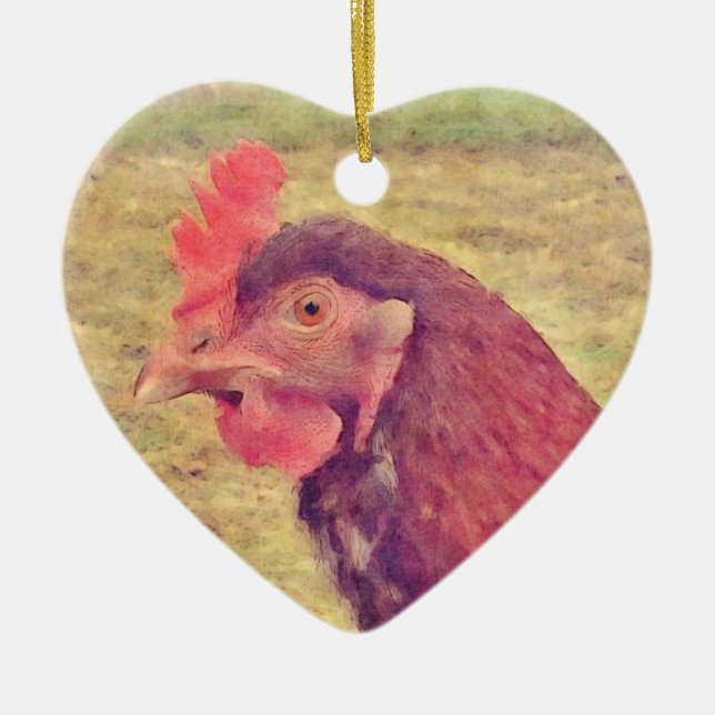 Painted Little Red Hen Ceramic Tree Decoration (Front)