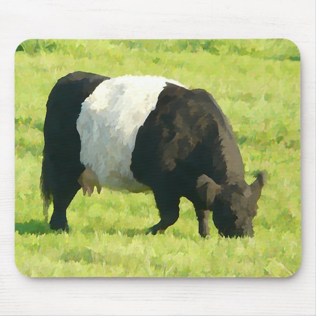 Painted Look Belted Galloway Cow in Field Mouse Mat (Front)