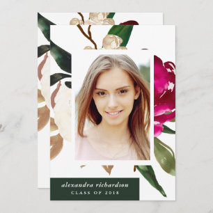 Painted Magnolia   Photo Graduation Party Invitation