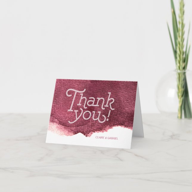 Painted marsala modern simple wedding thank you (Front)