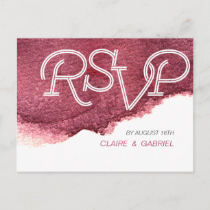 Painted marsala pink modern simple wedding RSVP Invitation Postcard