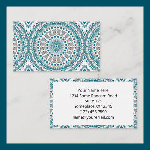 Painted Medallion Pattern in Blue and Grey Business Card