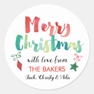 Painted Merry Christmas Ornaments Classic Round Sticker