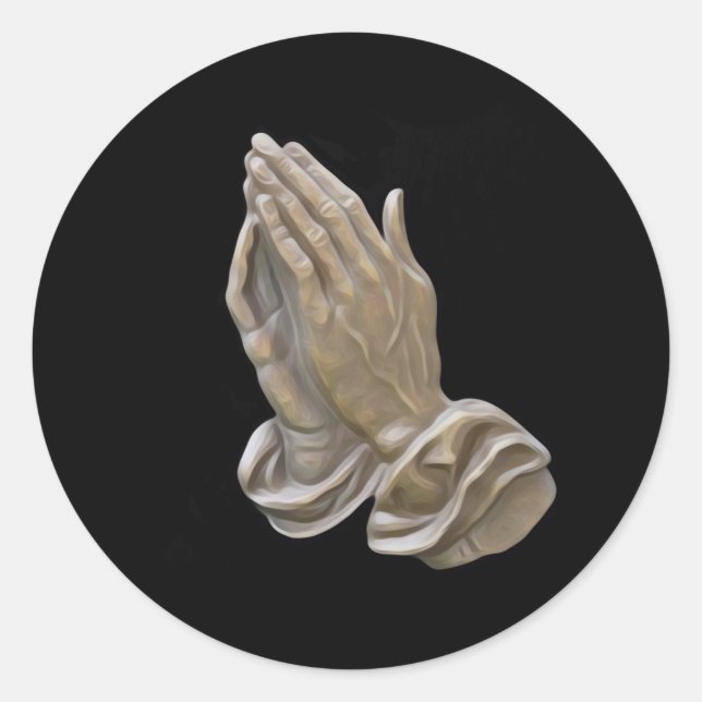 Painted Metal Looking Praying Hands Classic Round Sticker (Front)