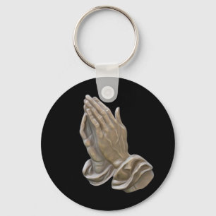 Painted Metal Looking Praying Hands Key Ring
