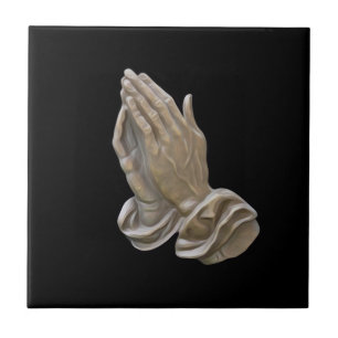 Painted Metal Looking Praying Hands Tile