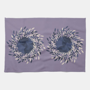 Painted moon laurel leaves swirl marble dish tea towel