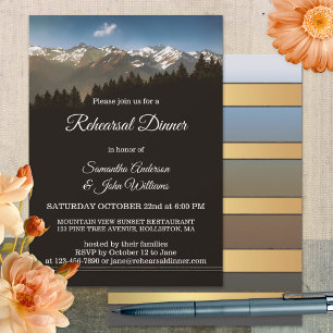 Painted Mountain Trees Rehearsal Dinner Invitation