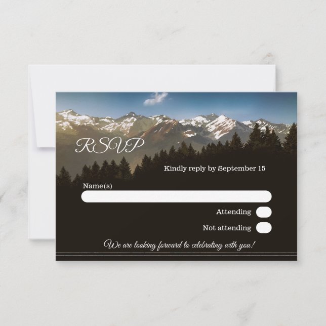 Painted Mountains Wedding RSVP Card (Front)