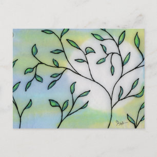 Painted Mulberry Paper Layered with Leaves Postcard